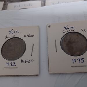 Korean Bronze Coins 1972 and 1975